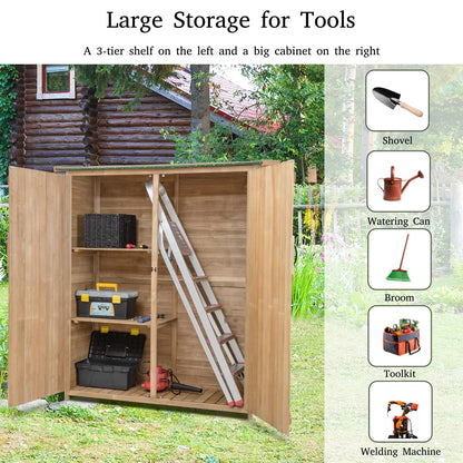 Brothers HVAC LLC Wooden Garden Shed, Tool Storage Cabinet with 3 Shelves, Asphalt Sloped Roof