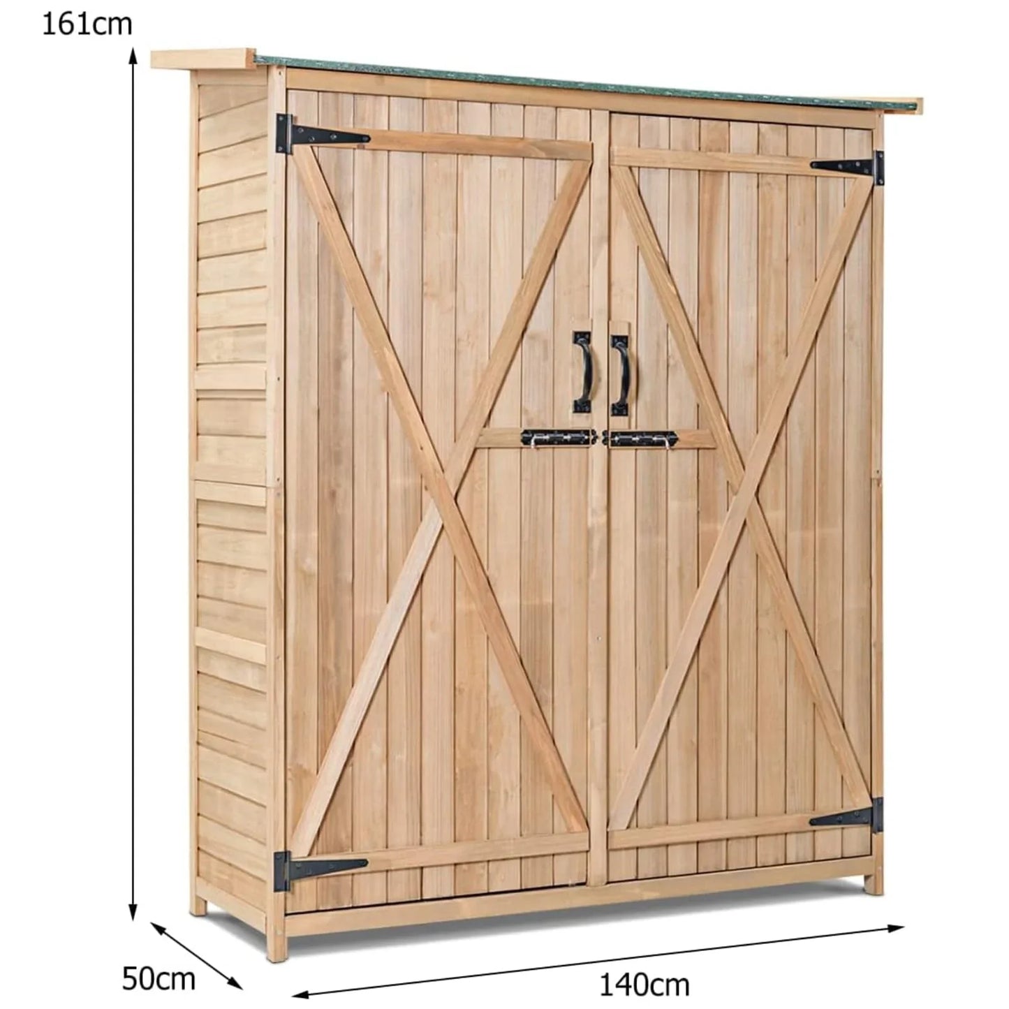 Brothers HVAC LLC Wooden Garden Shed, Tool Storage Cabinet with 3 Shelves, Asphalt Sloped Roof